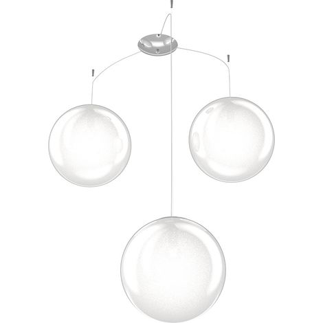 Sospensione Contemp Glitter Metallo Cromo Vetro Soffiato Trasp 3 Luci E27 30Cm (1/3)