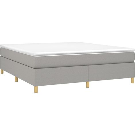 Box Spring Bed Frame Light Grey Super King Fabric (UK/IE/FI/NO only) vidaXL (1/4)