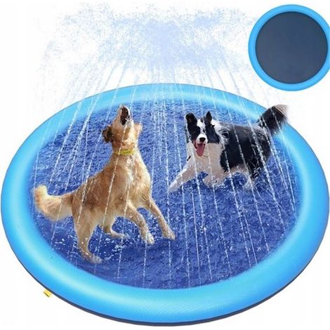 Piscine Chien , tapis jeu eau eclaboussures , antidrapant portable durable , 150cm Bleu (1/4)