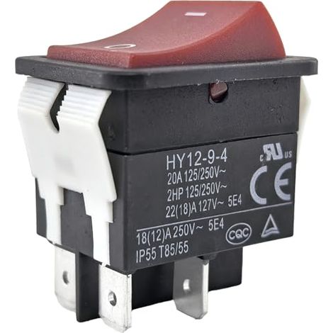 Interrupteur à bascule bipolaire marche/arrêt 20 A 125/250 V 4 broches IP55, pour la commande électrique industrielle et domestique (1/5)