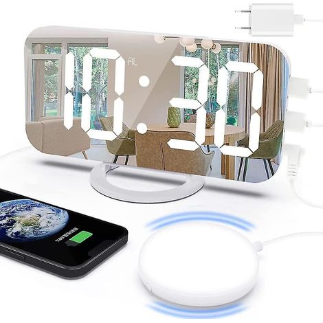 Réveil puissant avec vibreur pour gros dormeurs, double réveil vibrant avec chargeur USB pour personnes malentendantes ou sourdes