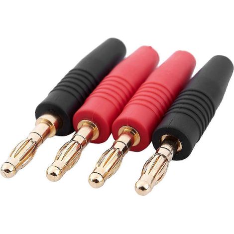 Lot de 4 connecteurs banane en cuivre pur plaqué or 24 carats de 4 mm pour câble d'enceinte (1/4)