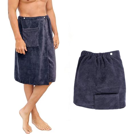Kilt de Sauna Homme, Robe de Bain Microfibre Super Absorbante, 70x140 cm, Paréo de Sauna à Séchage Rapide avec Fermeture Réglable, Idéale pour Sauna, Spa, Douche, Plage et Piscine