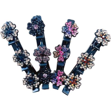Lot de 4 pinces à cheveux pour fille, décorées de cerises brillantes, double couche, pour tresses et franges latérales.-B (1/5)