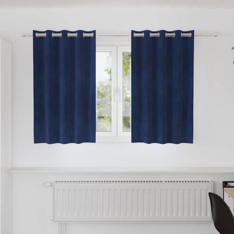 Verdunkelungsvorhänge 2 pcs Dunkelblau 140 x 140 cm Samt