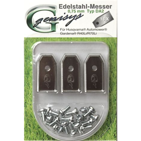 18 Ersatz Messer Klingen kompatibel für Husqvarna Automower ® und Gardena Mähroboter DA2 0,75mm (1/4)