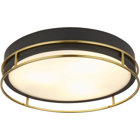 Searchlight Pheonix Phoenix 3 luci a filo nero, ottone, vetro smerigliato (1/5)