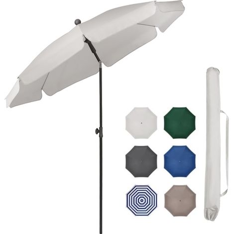 Sekey Sonnenschirm Balkon 180 cm Sonnenschirm mit Schutzhülle - für Balkon Garten & Terrasse - Neigungswinkel und Höhe verstellbar - UV-Schutz bis UPF 50+ Sonnenschutz Strandschirm, Graubeige (1/5)