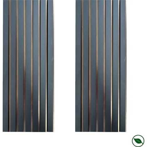 Forestea – Lot de 2 panneaux acoustiques décoratifs 2770x287x20 mm – Noir mat sur fond bronze – Amélioration acoustique – Pose facile au mur ou plafond