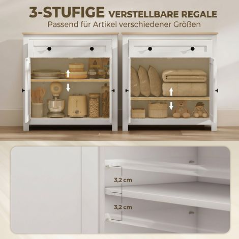 Buffet de cuisine avec tiroir, double porte, étagère réglable, pour salon, 78,5 x 35 x 80 cm blanc (1/5)