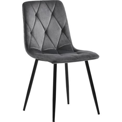 ELVMI 4er Set Esszimmerstühle mit Gepolstertem Sitz und Rückenlehne, Fischgrätmuster, Köper-Samt und Metall, Grau (1/5)
