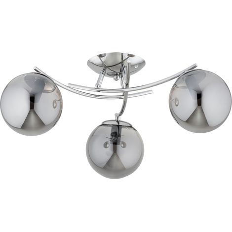 Plafonnier moderne chrome boules fumées 3xE14 SAVI Alfa (1/3)