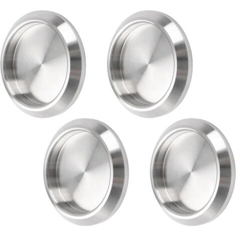 royaluxe-Lot de 4 poignées de porte de placard auto-adhésives en acier inoxydable - Poignées de porte de placard de cuisine encastrées - Poignée de porte invisible - Gris (1/5)