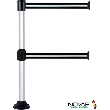Poteau Alu anodisé à double sangles Noir/Argent 3m x 50mm sur socle fixe - 2900256