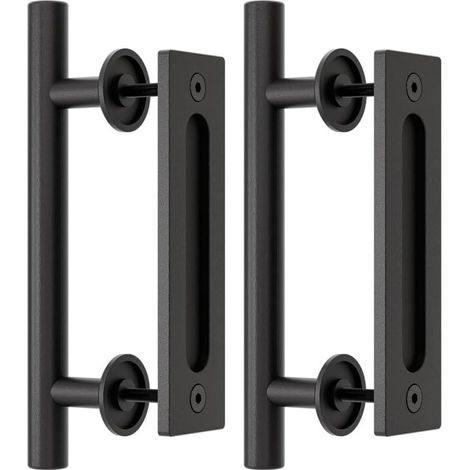 30 cm Schiebetürgriff-Set im Scheunentor-Stil, inklusive 2 flächenbündigem Fingergriff (1/5)