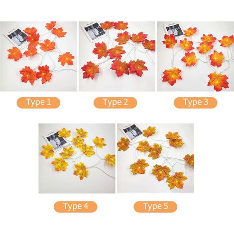 Meter lange Halloween-Lichterkette mit 40 Ahornblatt-LEDs, warmweiß, wasserdicht, batteriebetrieben, dekorative Beleuchtung (1/2)