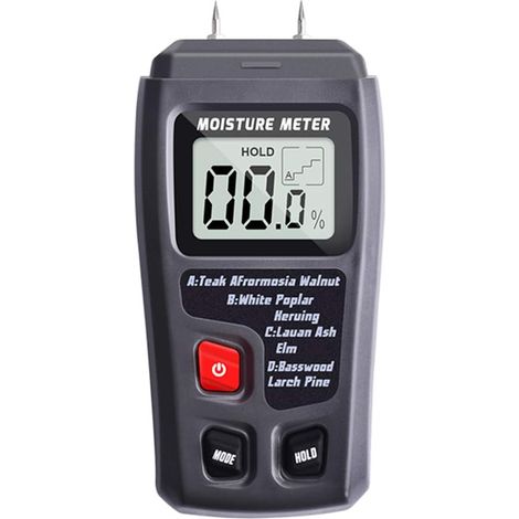 royaluxe - Hygromètre numérique pour bois 0–99,9 % avec deux broches et grand écran LCD (1/5)