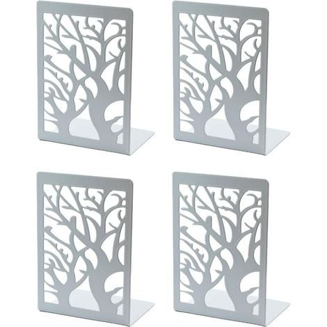 Bardusch-Lot de 2 paires de serre-livres blancs en métal avec un design de branche, idéal pour décorer votre bureau ou maison (1/4)