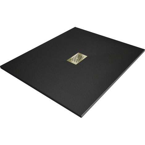 Mexen Hugo Rechteckige SMC-Duschwanne 140 x 100 cm, schwarz, goldene Abdeckung - 42701014-G (1/5)