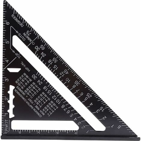 7 pouces métrique/impériale Équerre d'aluminium outil Triangle Règle rapport d'Angle haute précision mesure outils avec finition oxyde Noir pour Menuisier charpentier (1/5)