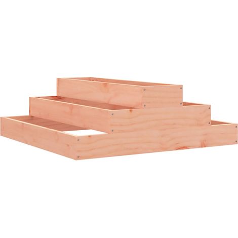 Jardinière bac lit surélevé plantes fleurs terrasse jardin 80 x 80 x 27 cm bois de douglas massif marron