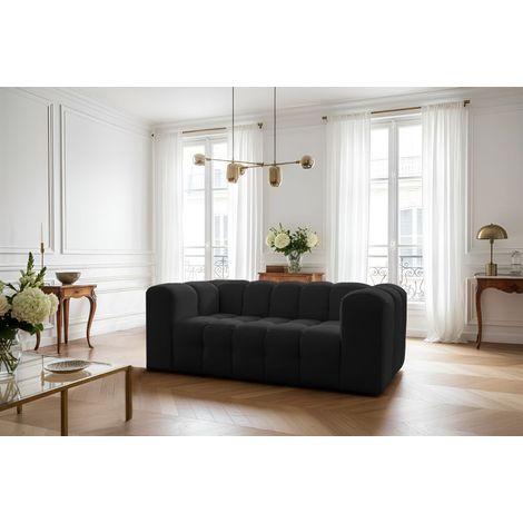Sofa Designersofa SOLVIE 2-Sitzer in Stoff Tiffani Schwarz