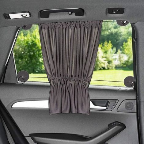 Pare Soleil Voiture Bébé 65 x 50 cm - Rideau pour Voiture avec Ventouse - Protection UV - Idéal Grandes Fenêtres Latérales - Gris (x 2 pièces) (1/5)