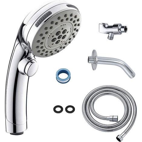 Chrom-Duschkopf mit 5 Düsen, Antikalk-Handbrause und Universalhalterung