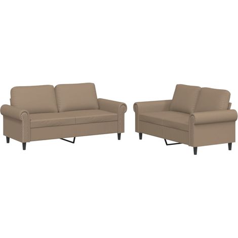 Maison Exclusive - Set di Divani 2 pz con Cuscini cappuccino in Similpelle