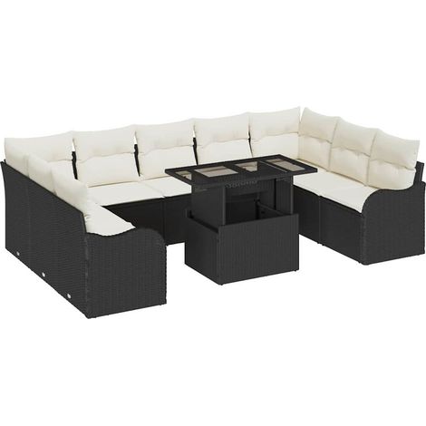 Maison Exclusive - Set Divano da Giardino 10 pcs Nero Rattan in Polipropilene