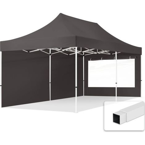 TOOLPORT 3x6 m Pop up Gazebo incl. 2 side panels with steel frame for instant shelter grey (1/5)
