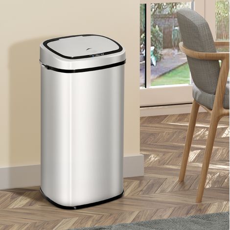 Papelera automática de 68 L con sensor, acero inoxidable, plateada DESVIAE (1/5)