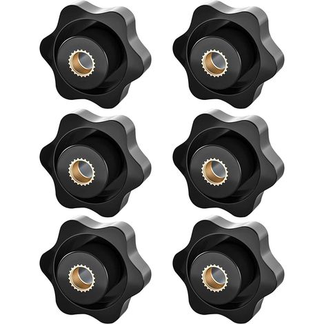 M8 Clamping Knob, Star Nut, Knurled Thread Clamping Knob, M8 Clamping Nut, Star Head Clamping Knob Nuts, for Mechanical, Furniture, Electronic Equipment, 6 Pack (1/5)