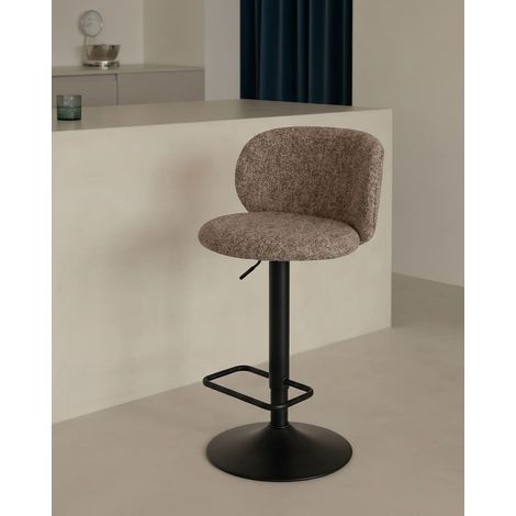 Nesta - Chaise de bar en tissu marron clair (1/5)