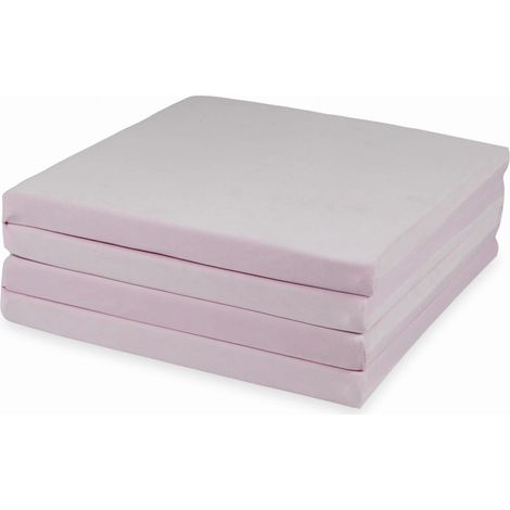 Spielmatte 120x120cm für Kinder, quadratisch, faltbar, Velvet Soft, hellrosa (1/4)