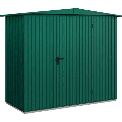 Hörmann Metall-Gerätehaus Berry Classic mit Satteldach Typ 1, 259 x 121 cm, moosgrün, 3,1 m², 1-flüglige Tür (1/5)