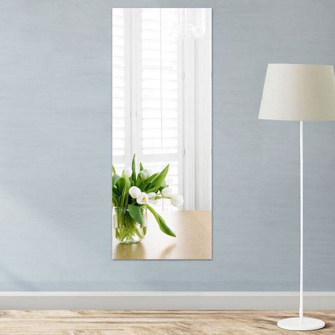 Miroir Autocollant Flexible 40 x 122 cm Épaisseur 0,3 mm En Acrylique Pour Cuisine Salle De Bain Et Salon (1/4)