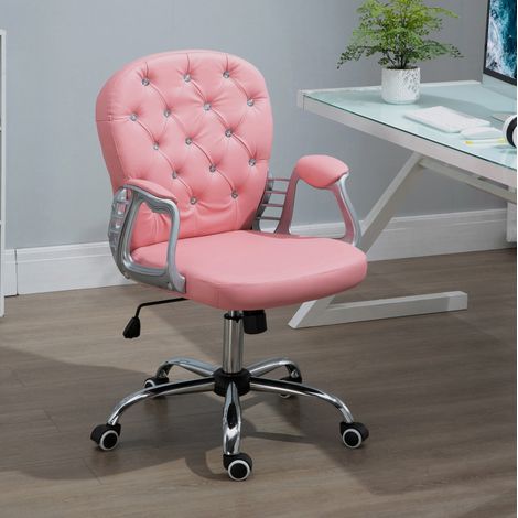 Bürostuhl 59.5x60.5x93-103 cm rosa aus Kunstleder höhenverstellbar mit ergonomischer Polsterung (1/5)