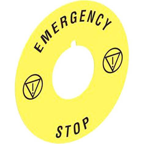 Disco plastico EMERGENCY STOP per pulsanti a fungo Lovato LPXAU115 (1/2)