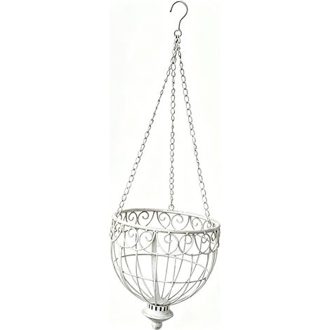 Jardinière Suspendue Vintage en Fer, Pot Fleurs Mural rétro, Support pour Plantes, Jardin, intérieur, Porche, Blanc (1/5)