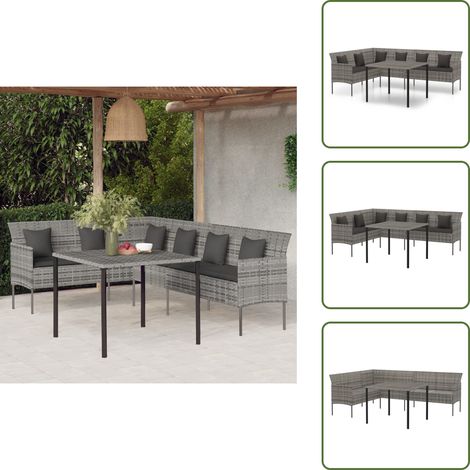 Ensemble à manger de jardin et coussins 2 pcs gris rotin - Salon De Jardin - Mobilier De Jardin - Set De Salon De Jardin - Table Basse - Chaise Lounge (1/5)