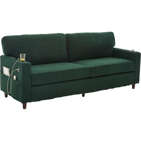 Canapé Modern 2-Person Confort Chenille Émeraude 203 x 77.5 x 86 cm ZIPSOFA (1/5)