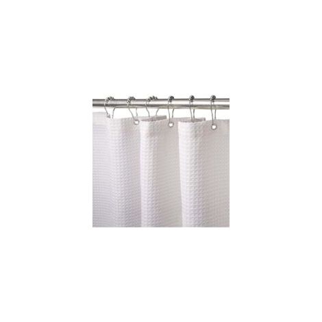 Tenda da doccia a nido d'ape con anello in metallo, tessuto antimuffa, tenda da bagno resistente per vasca e doccia, orlo appesantito - 180 x 180 cm (bianca) - Crezuo (1/4)