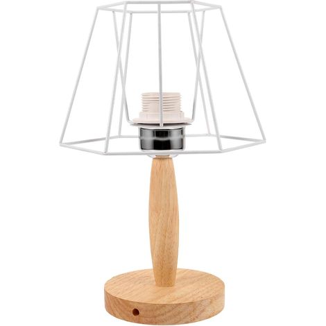 Zerodeko Lampe de Table Soi-même Chevet en Fer et Bois, Blanche (1/5)