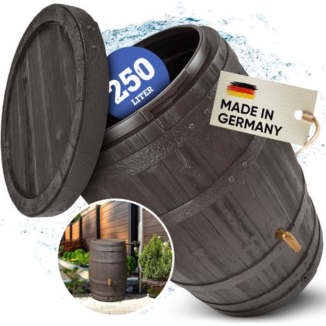 4rain Regenfass Vino 250l Holzfassoptik Ø65cm Regentonne Regenbehälter Behälter (1/8)