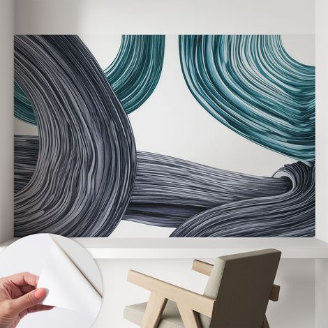 Papier peint autocollant adhésif avec imprimé motifs uniques apparence moderne Lignes fluides 104x70 cm (1/5)