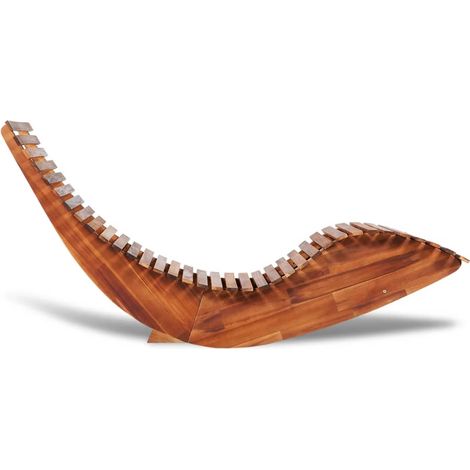 Chaise longue  Transat  Bain de soleil basculante Bois d'acacia (1/4)