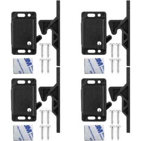 [JAMAIS UTILISÉ] Lot de 4 serrures de porte d'armoire en ABS avec mécanisme de loquet à poussoir, serrures sécurisées pour placard et tiroir pour caravane, camping-car, bureau, installation facile (1/4)