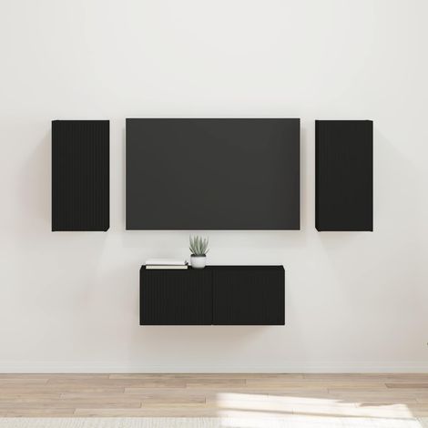 TV Cabinet Set 6 pcs Black Engineered Wood vidaXL (1/5)