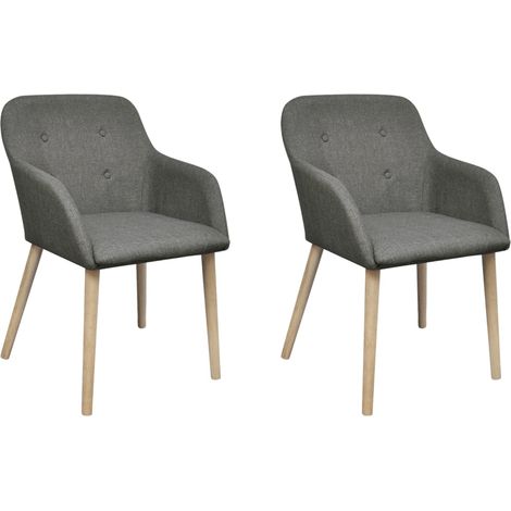 Juego de 2 sillas de cocina comedor gris claro en tela y roble macizo CDS020502